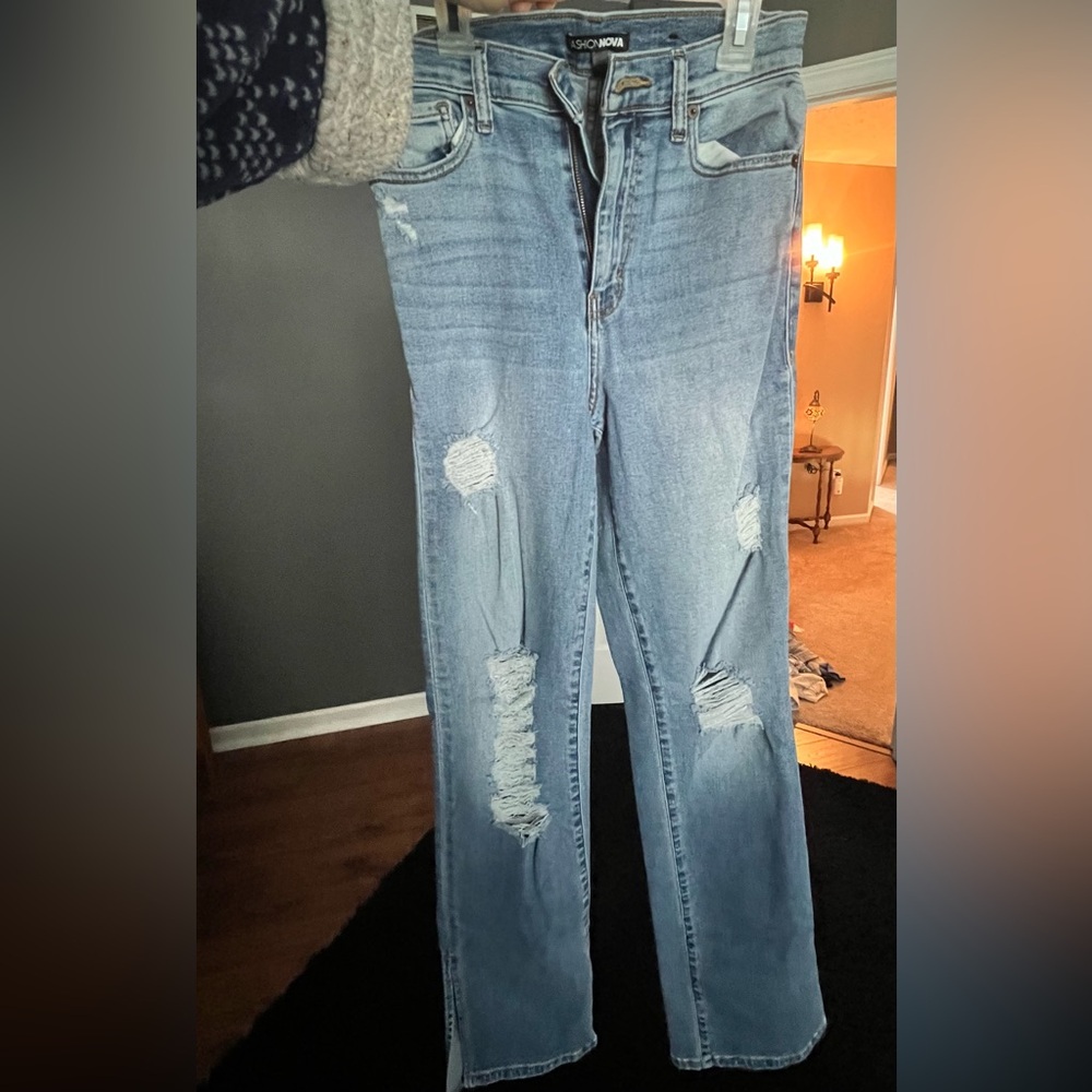 Distressed Blue Jeans